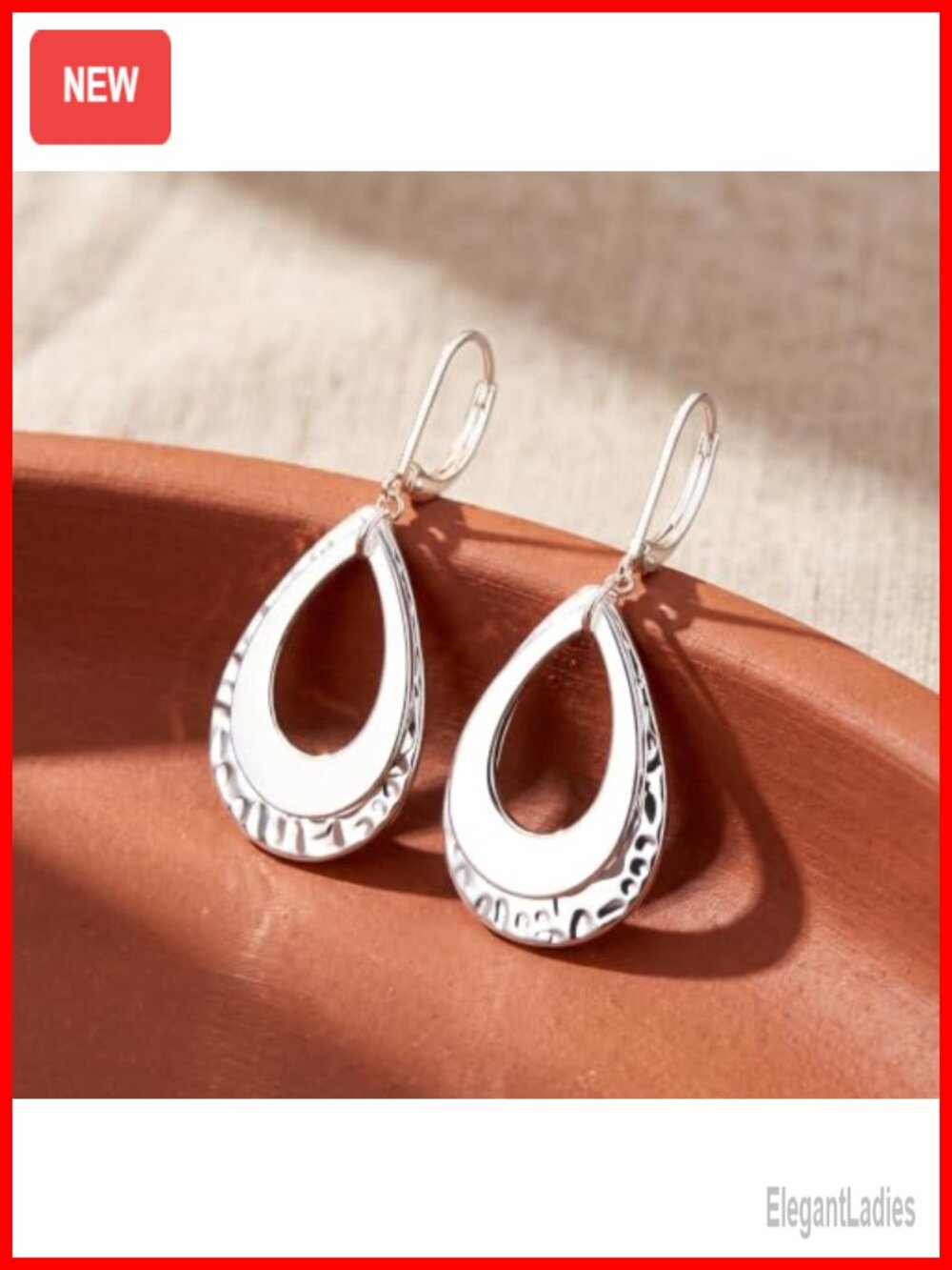 925 Sterling Silver Teardrop Dangle Earrings Hammered